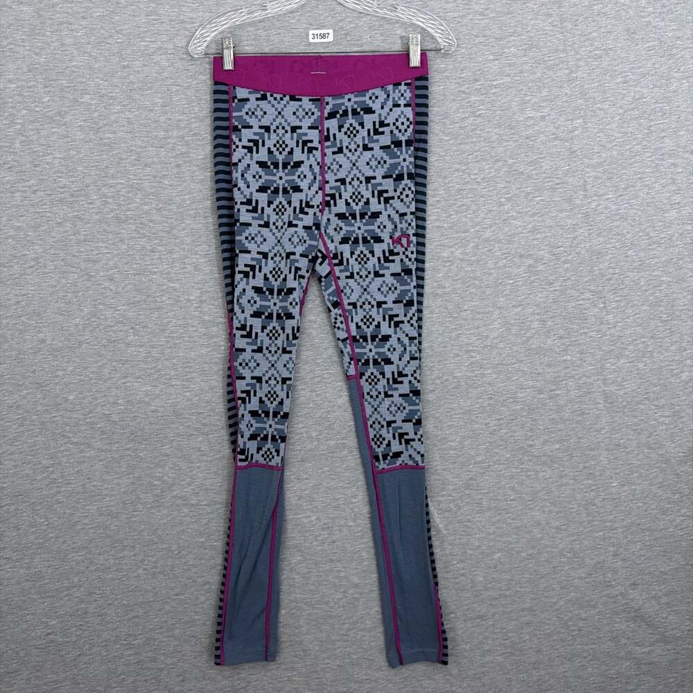 Kari Traa 100% Merino Wool Base Layer Leggings Womens Size Medium Gray Fair Isle